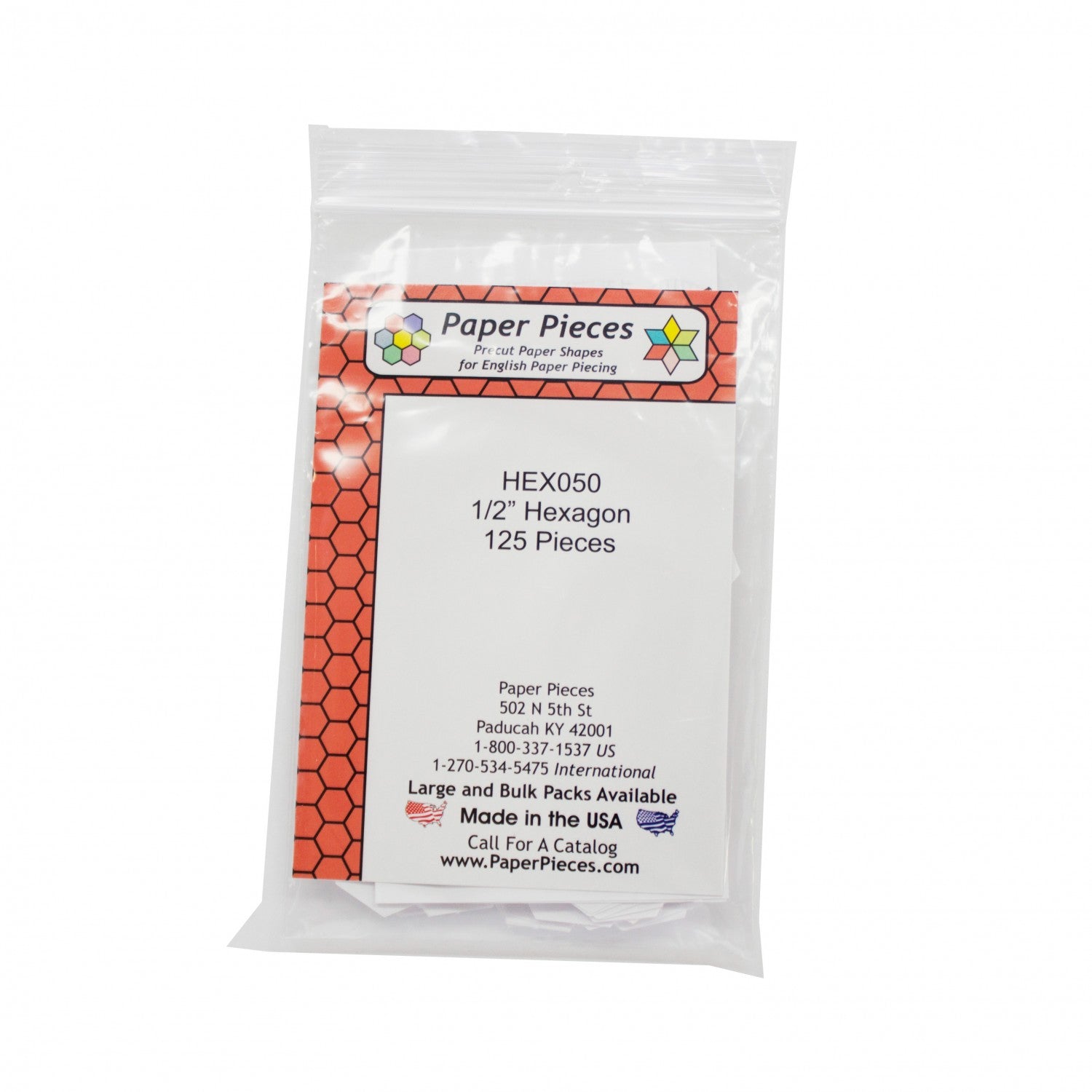 Paper Piece Hexagon Pack 1/2" 125 pc