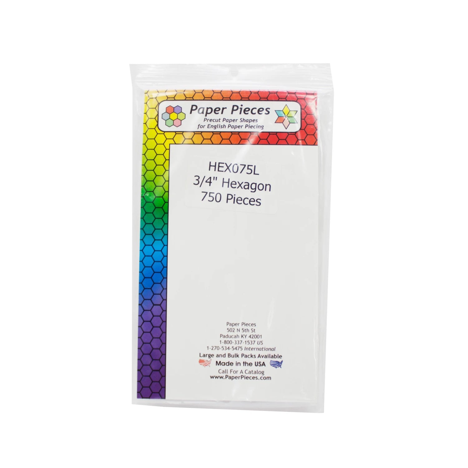 Paper Piece Hexagon Pack 0.75" 750 pc