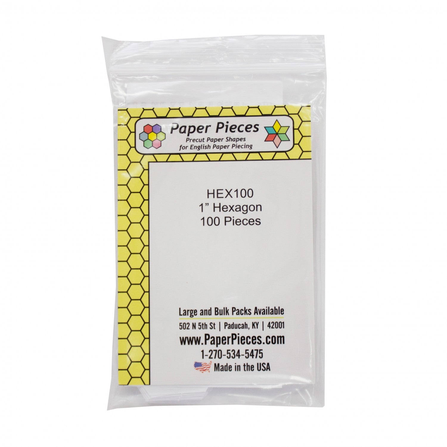 Paper Piece Hexagon Pack 1" 100 pc