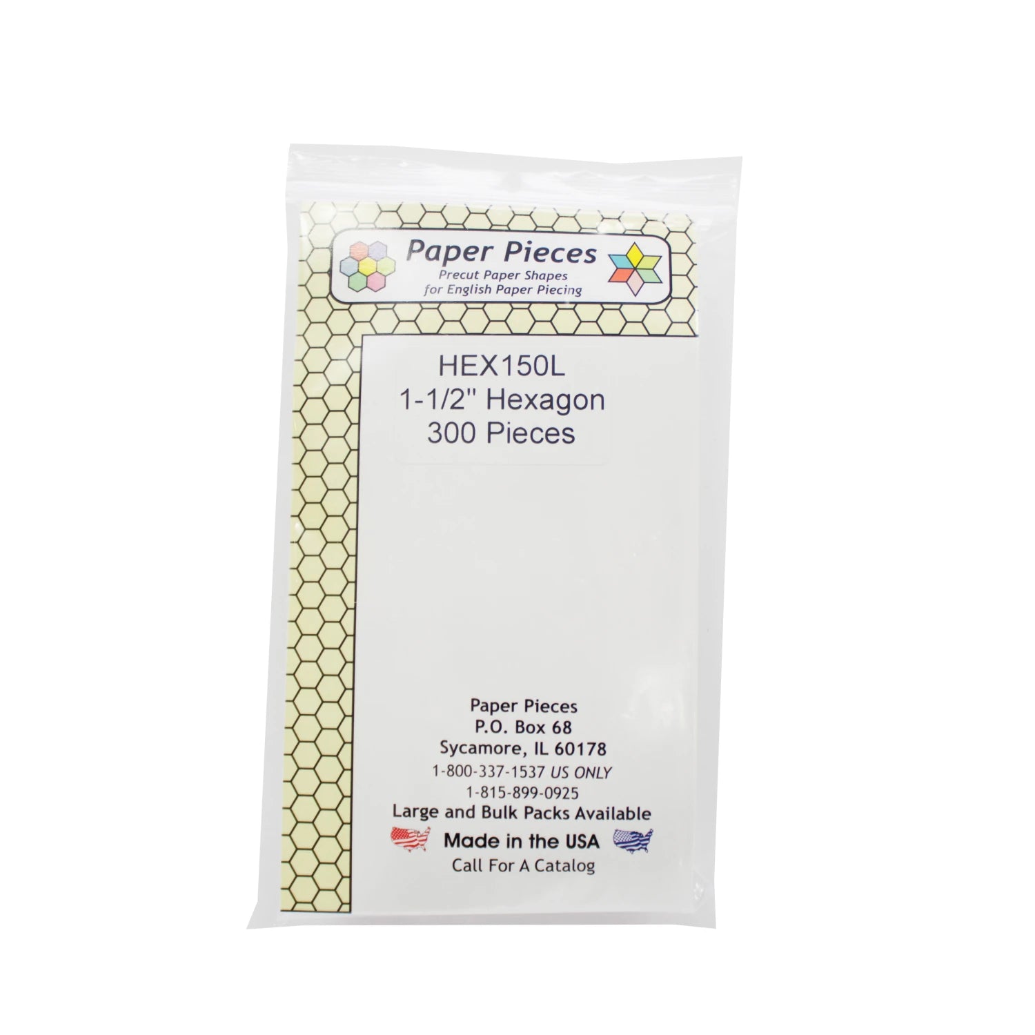 Paper Piece Hexagon Pack 1.5" 300 pc