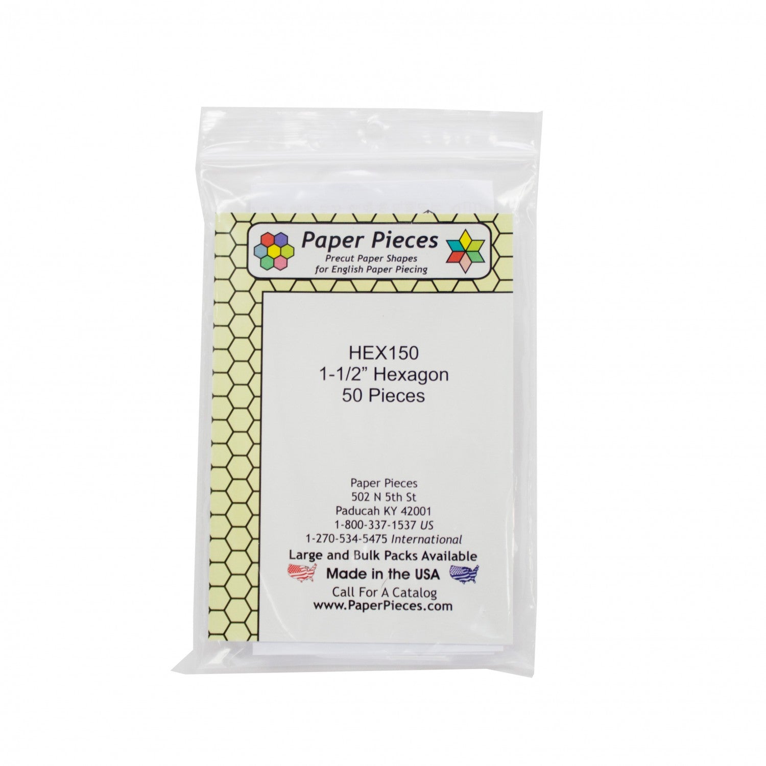 Paper Piece Hexagon Pack 1.5" 50 pc