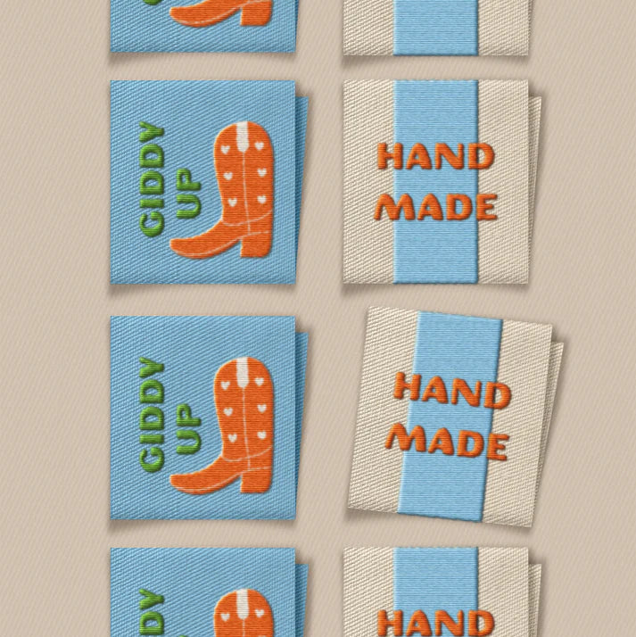 Woven Garment Labels 8-Pack - Hand Made Cowboy Boot
