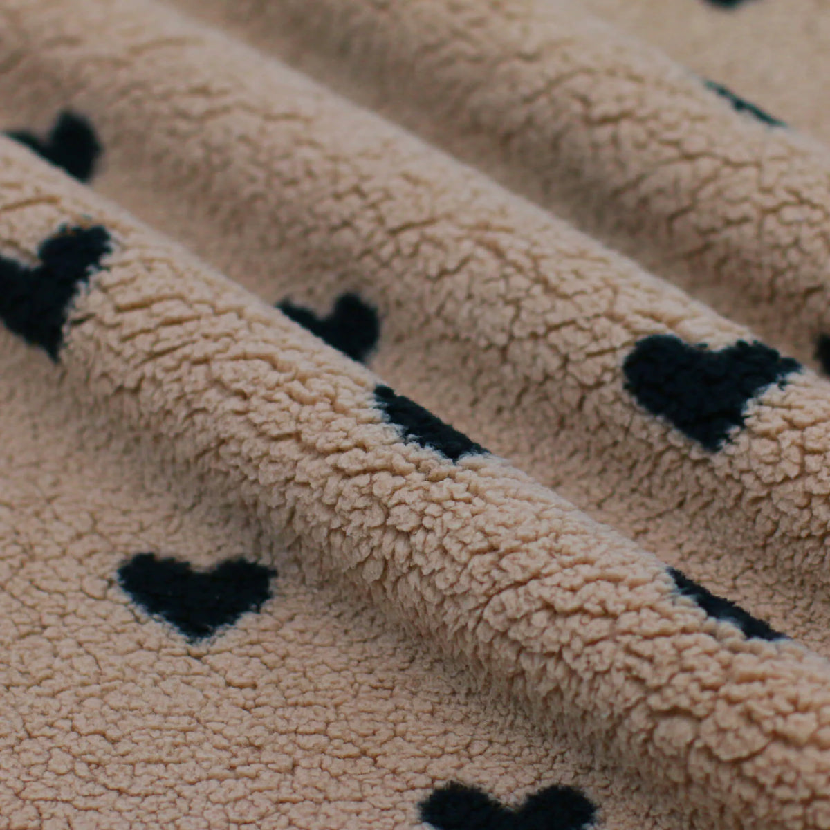 Heart Teddy Sherpa Fleece - Brown Black