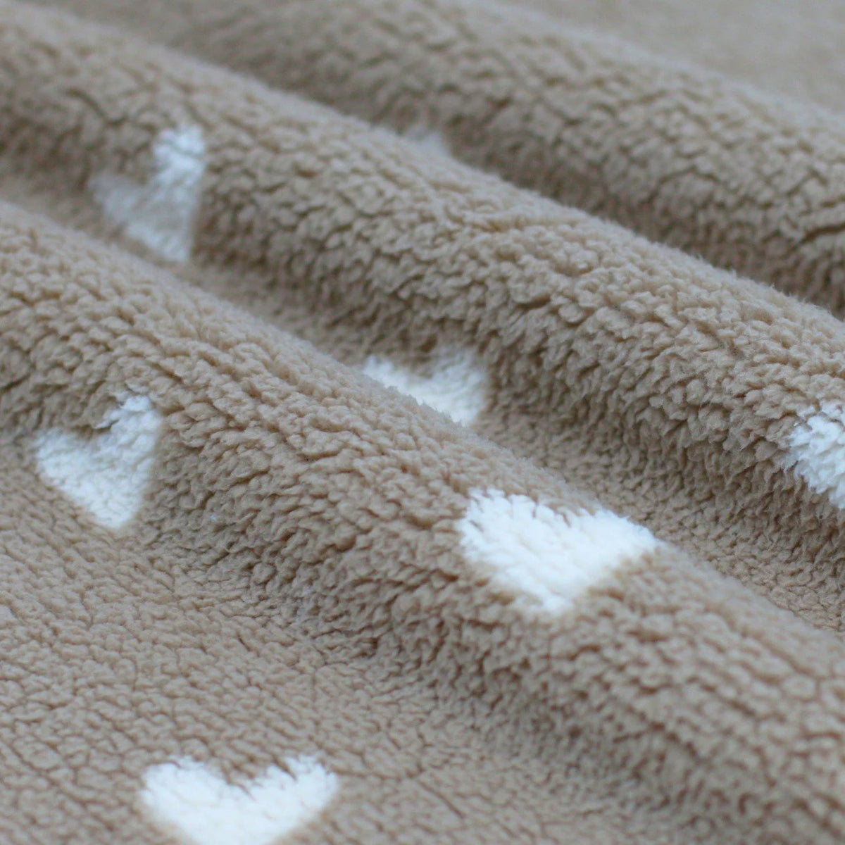 Heart Teddy Sherpa Fleece - Dark Beige