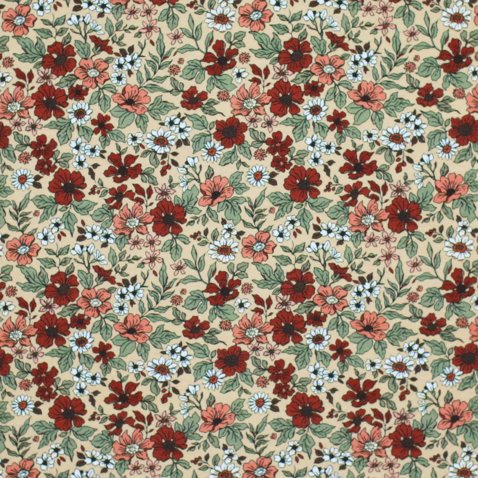 Vintage Floral Red & Green | Knit