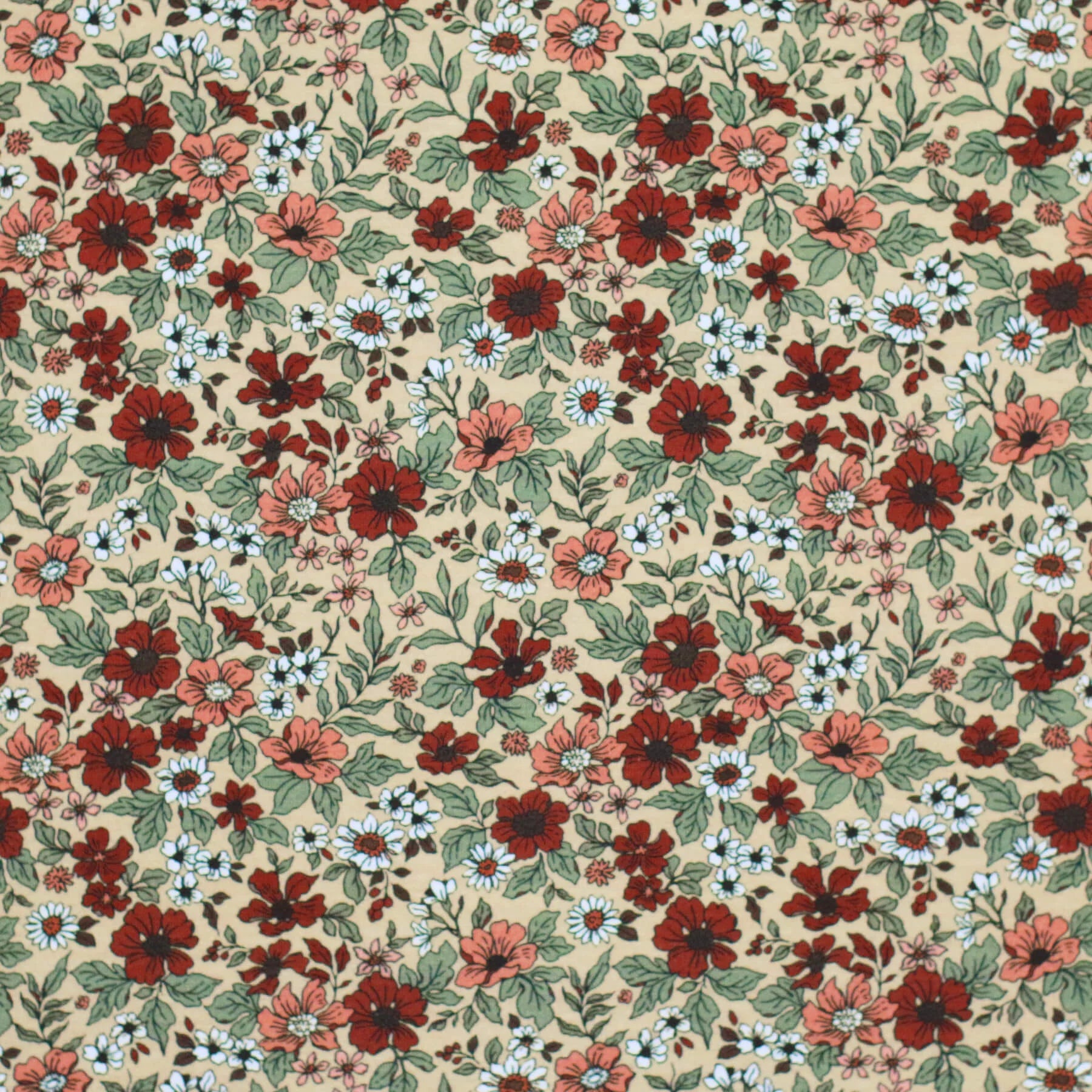 Vintage Floral Red & Green | Knit