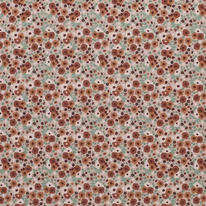 Cotton Poplin - Ditsy Floral Brown