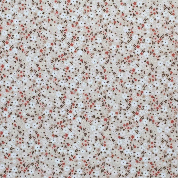 Cotton Poplin - Small Flower Cacao Rust
