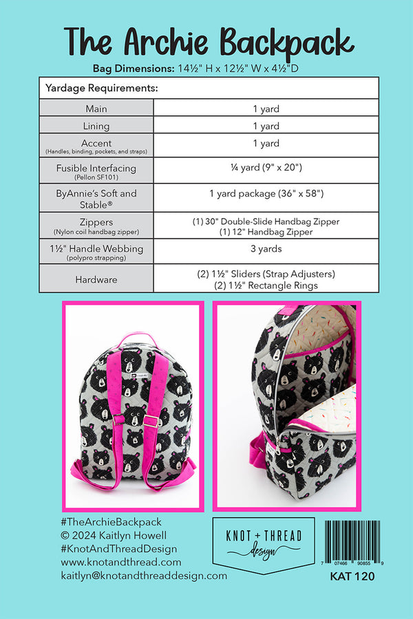 The Archie Backpack Pattern - Thread Count Fabrics