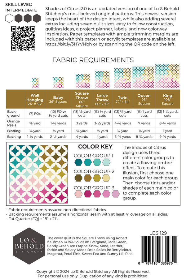 Shades of Citrus 2.0 Quilt Pattern - Thread Count Fabrics