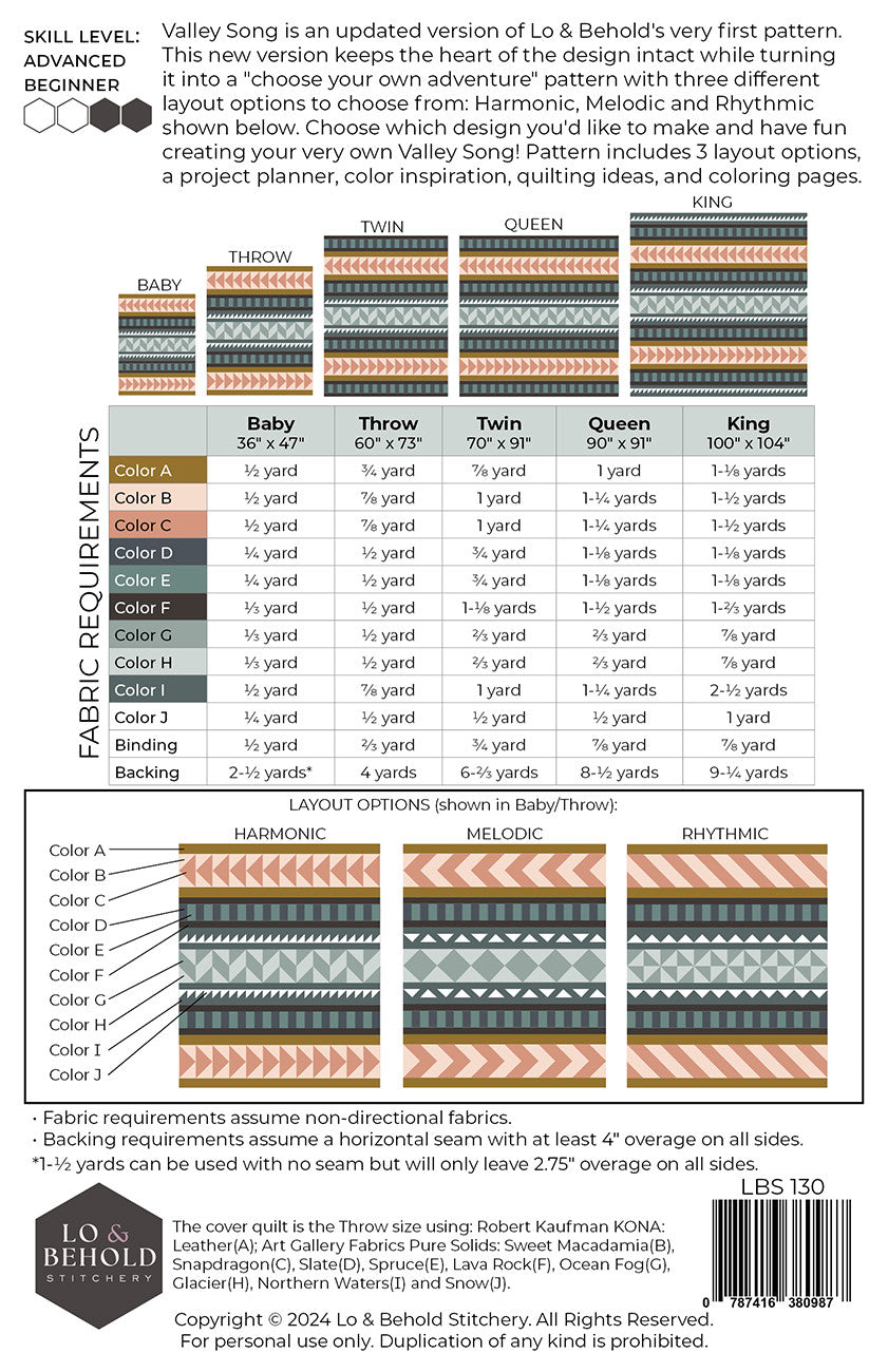 Valley Song Quilt Pattern