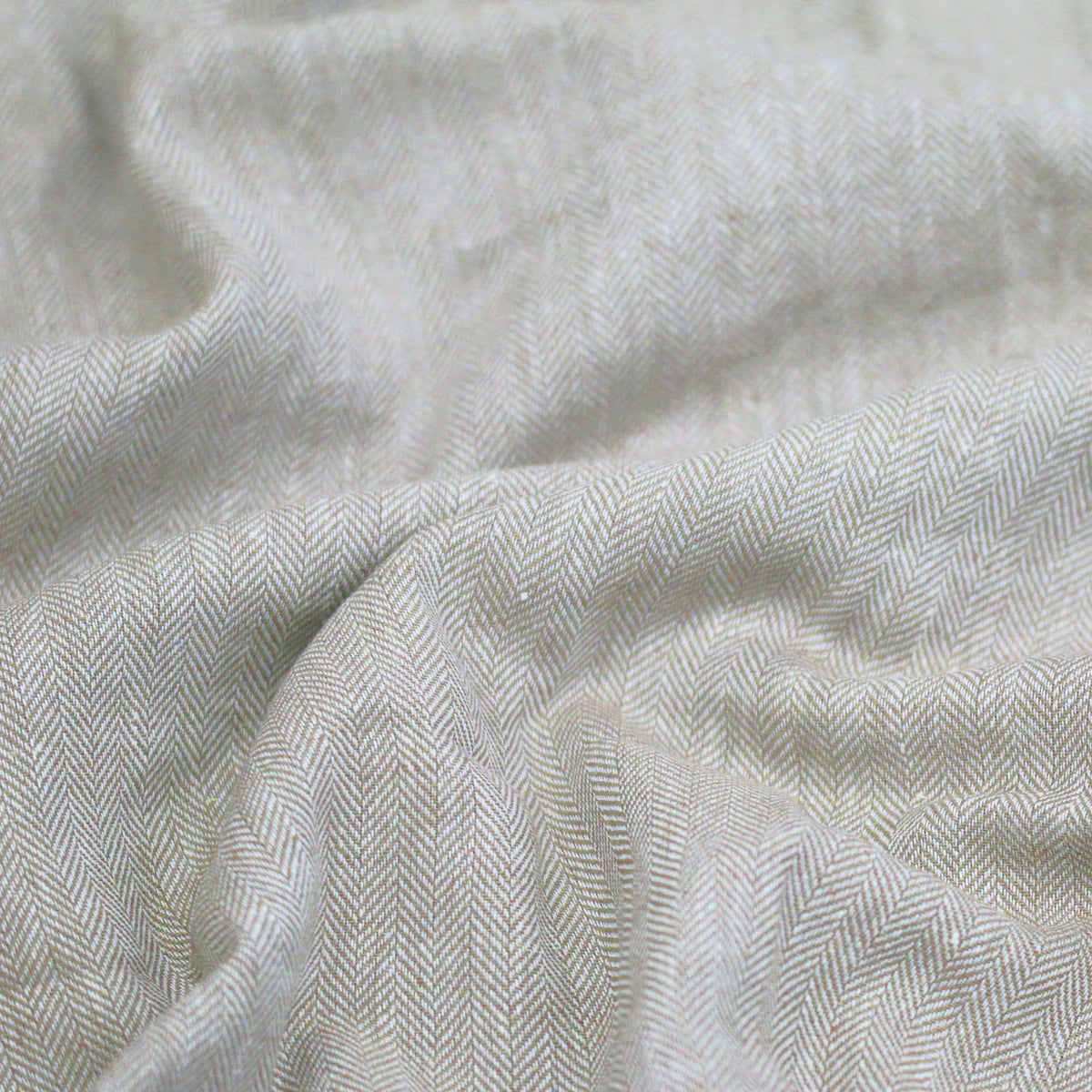 Herringbone Linen - Light Beige