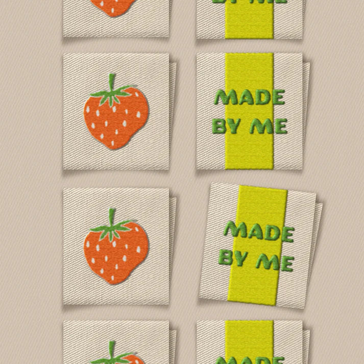 Woven Garment Labels 8-Pack - Made By Me Strawberry