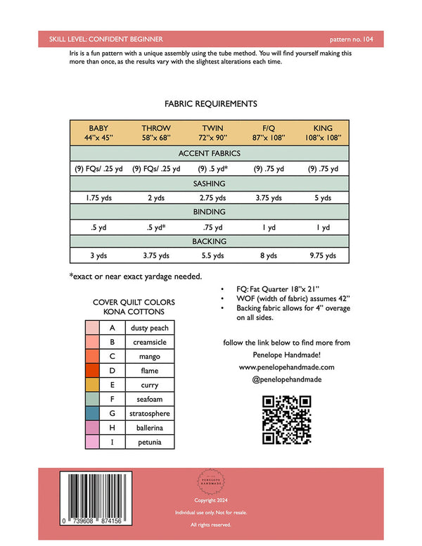 Iris Quilt Pattern - Thread Count Fabrics