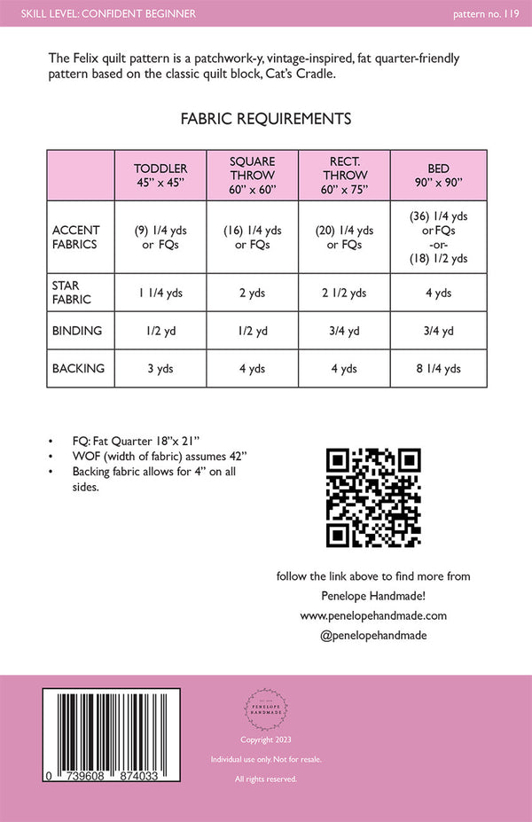 Felix Quilt Pattern - Thread Count Fabrics