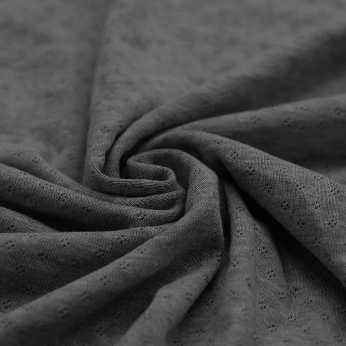 Pointelle Knit - Dark grey Melange