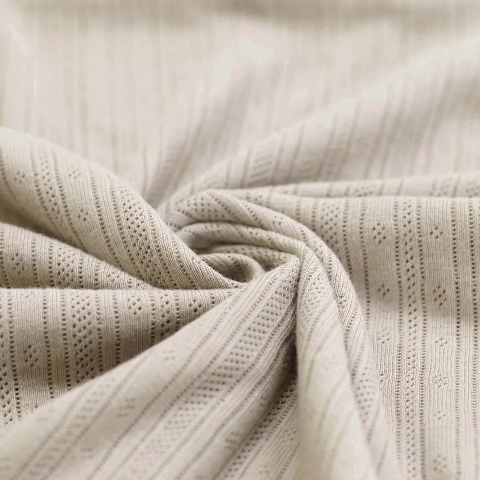 Pointelle Stripe Knit - Light Beige