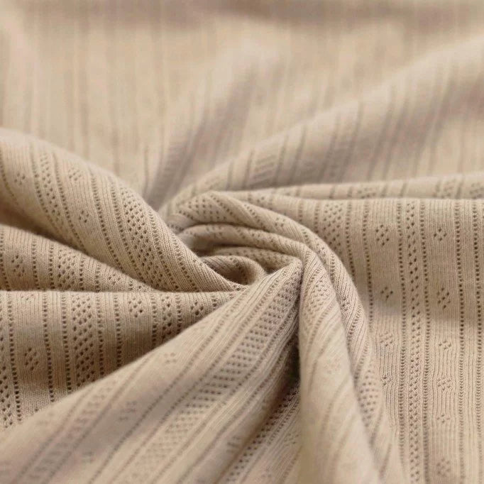 Pointelle Stripe Knit - Dark Beige