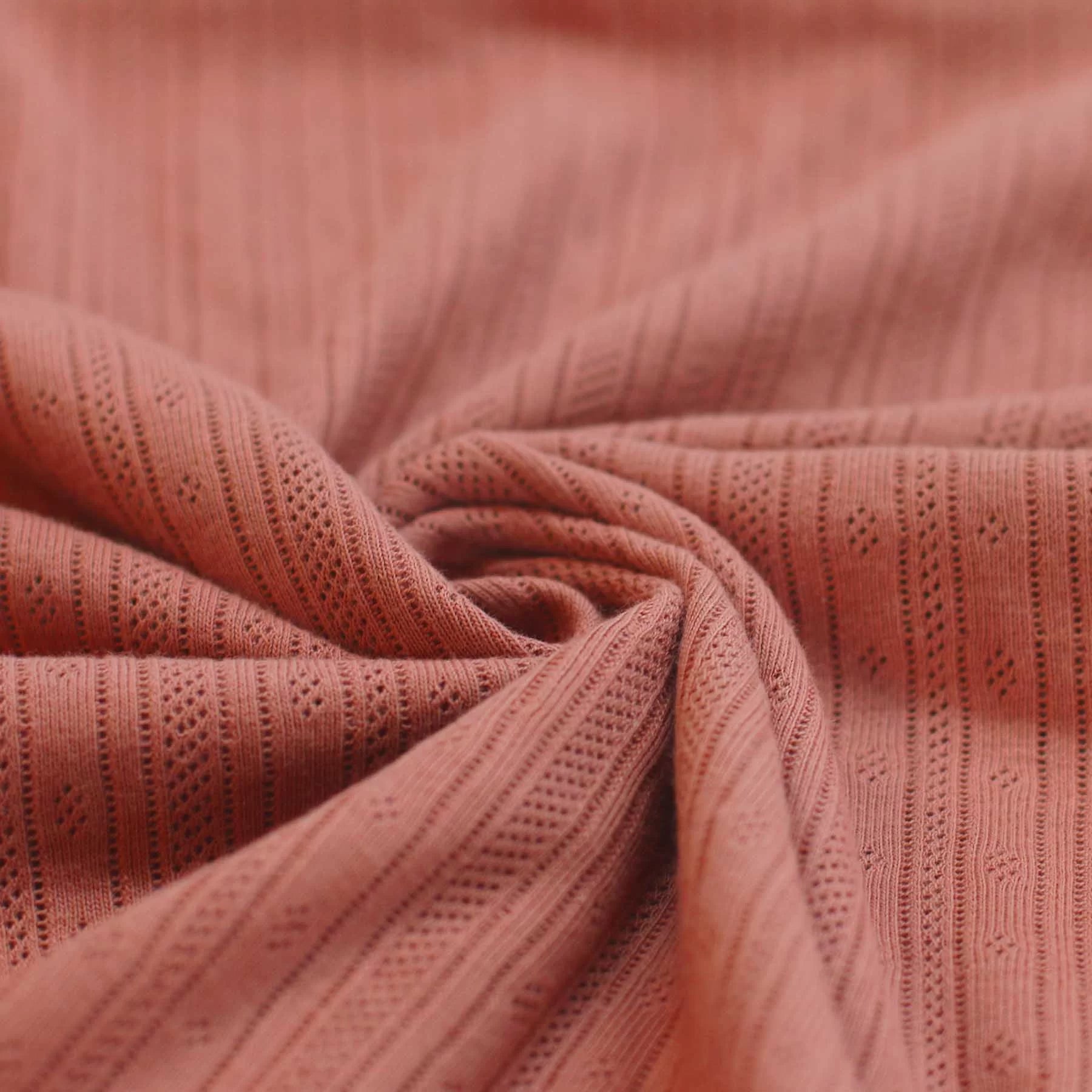 Pointelle Stripe Knit - Clay Pink