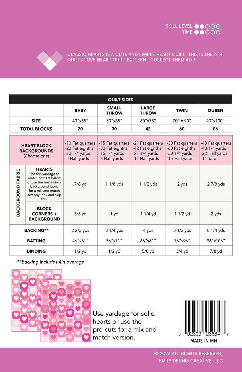 Classic Hearts Quilt Pattern