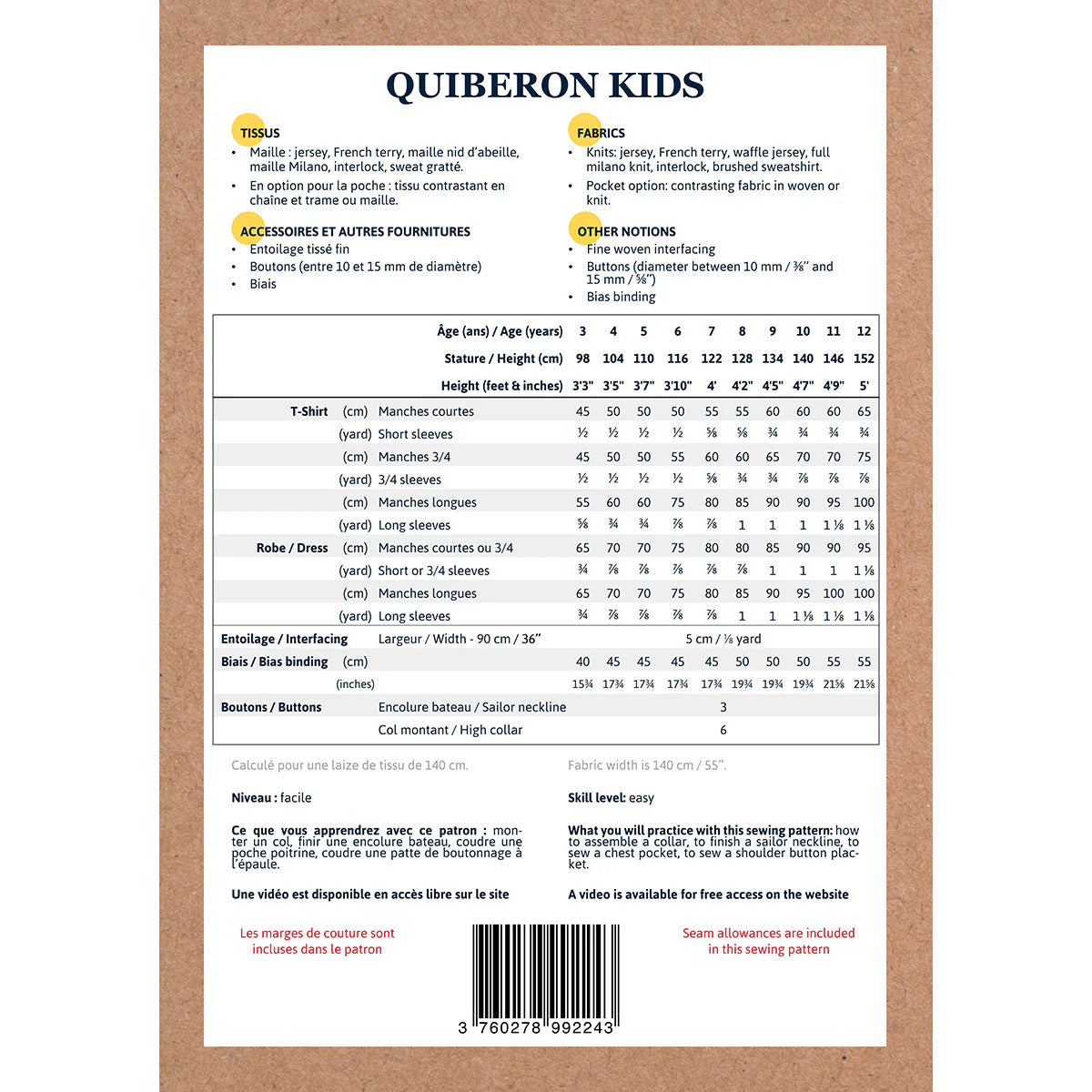 Quiberon Sailor T-Shirt and Dress Pattern | 3-12 Years
