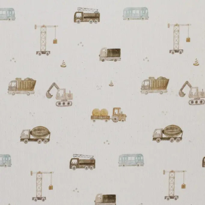 Construction Vehicles Beige | Ribbed Knit