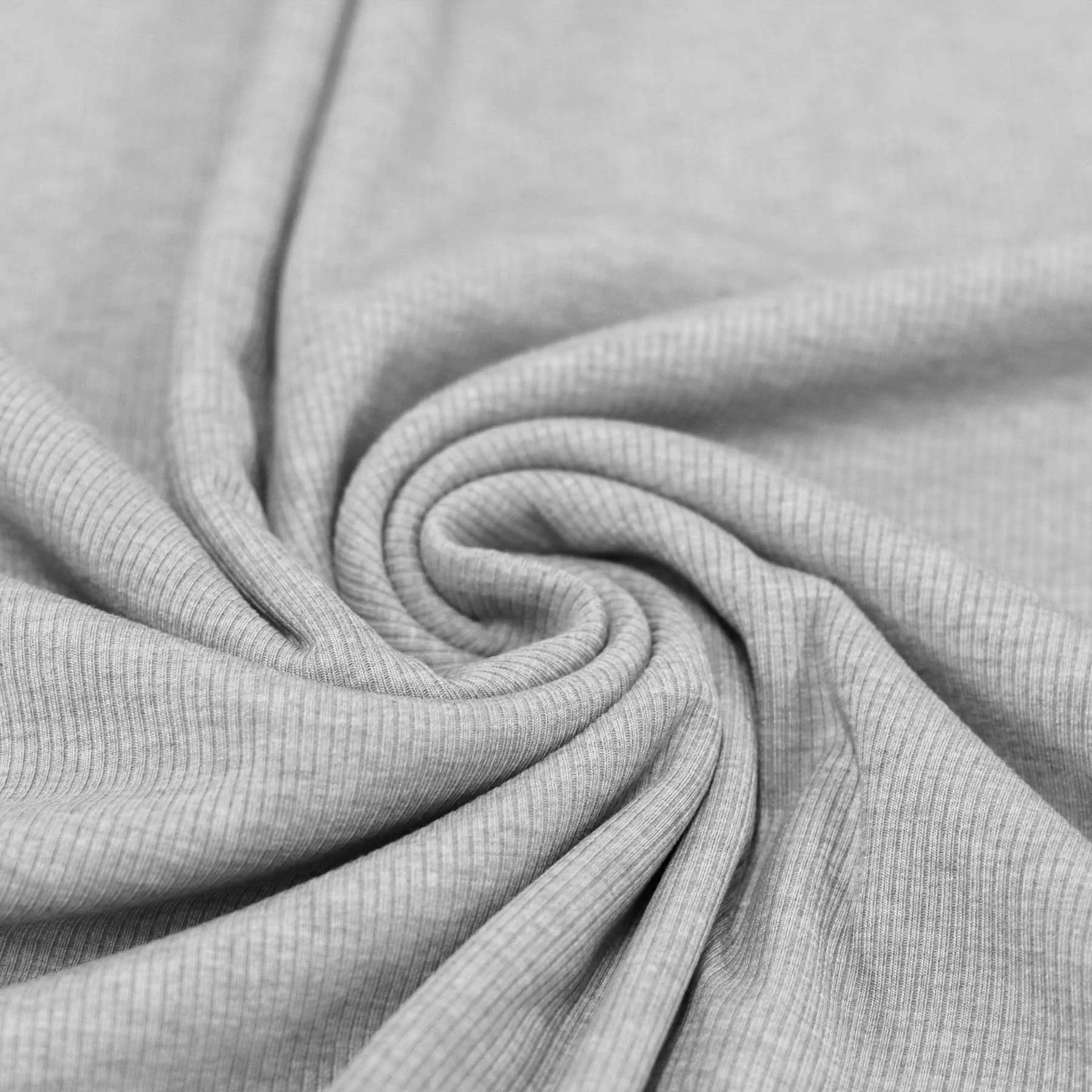 Rib Knit - Light Grey Melange - Thread Count Fabrics