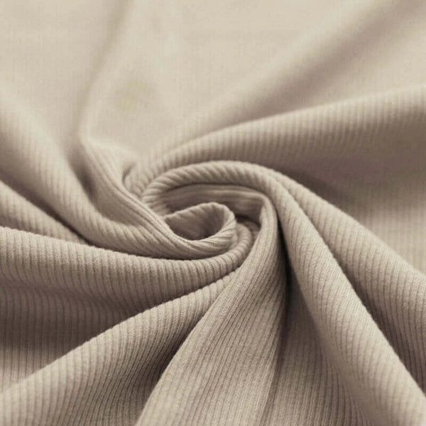 Beige Rib Velour Rib Knit - Dark Beige - Thread Count Fabrics