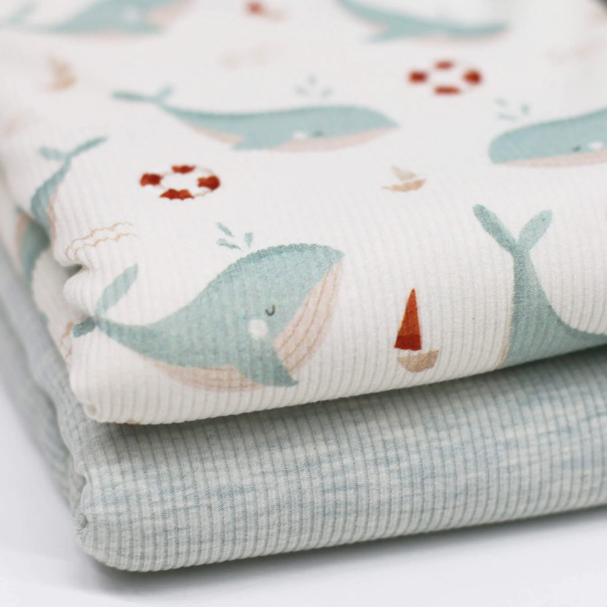 Sea Green Whales | Ribbed Knit