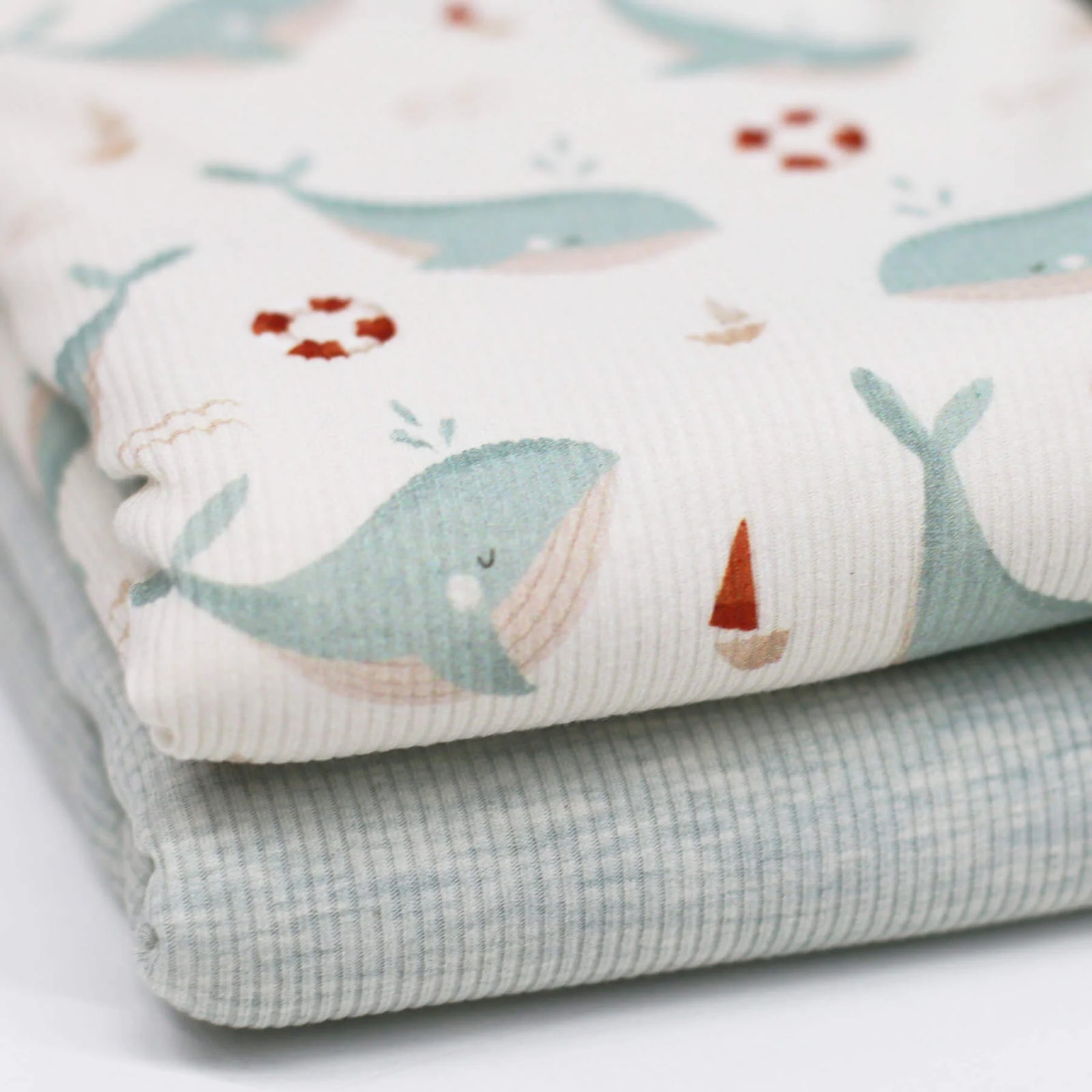 Sea Green Whales | Ribbed Knit