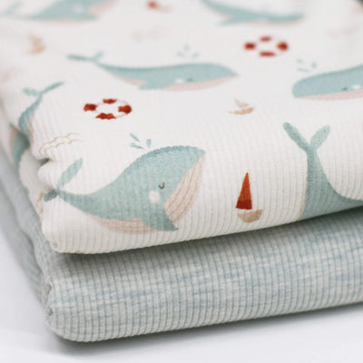 Sea Green Whales | Ribbed Knit