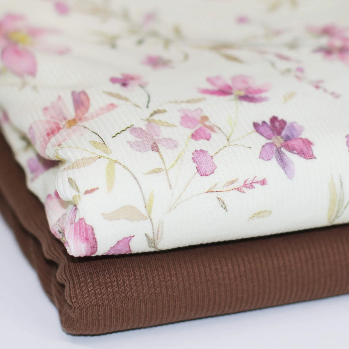 Sweet Pink Flowers | Ribbed Knit