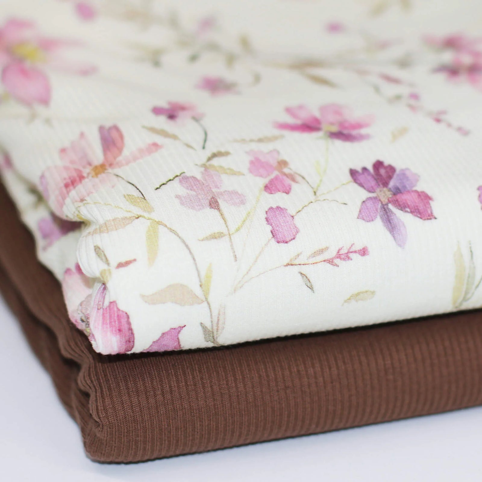 Sweet Pink Flowers | Ribbed Knit
