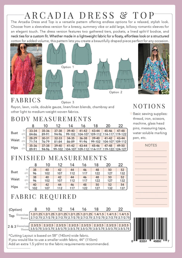 Arcadia Dress and Top Pattern - Thread Count Fabrics