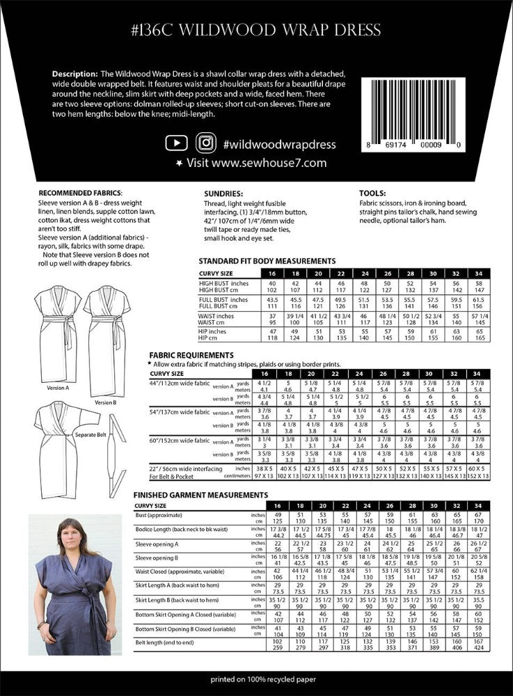 Wildwood Wrap Dress Pattern - Sizes 16-34