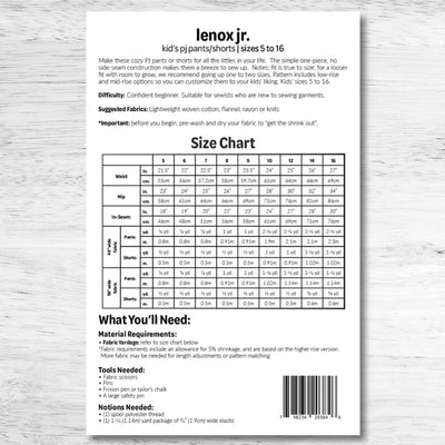 Lenox Pajamas Jr. Pattern