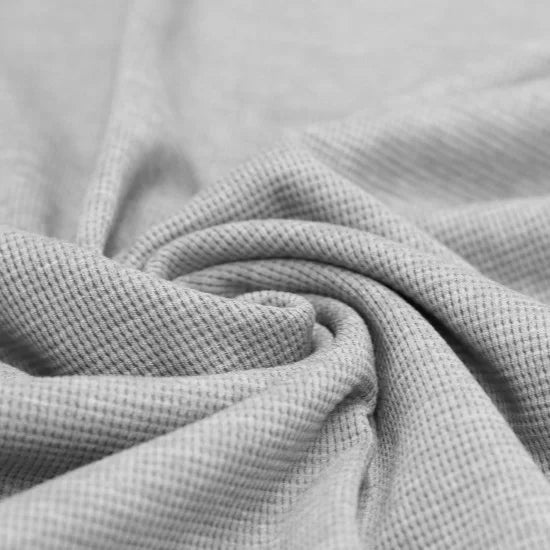 Cotton Waffle Knit - Light Grey Melange