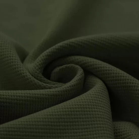 Cotton Waffle Knit - Army Green - Thread Count Fabrics