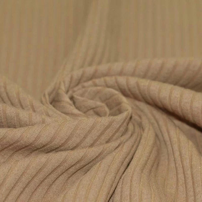 Wide Drop-Needle Rib Knit - Cacao