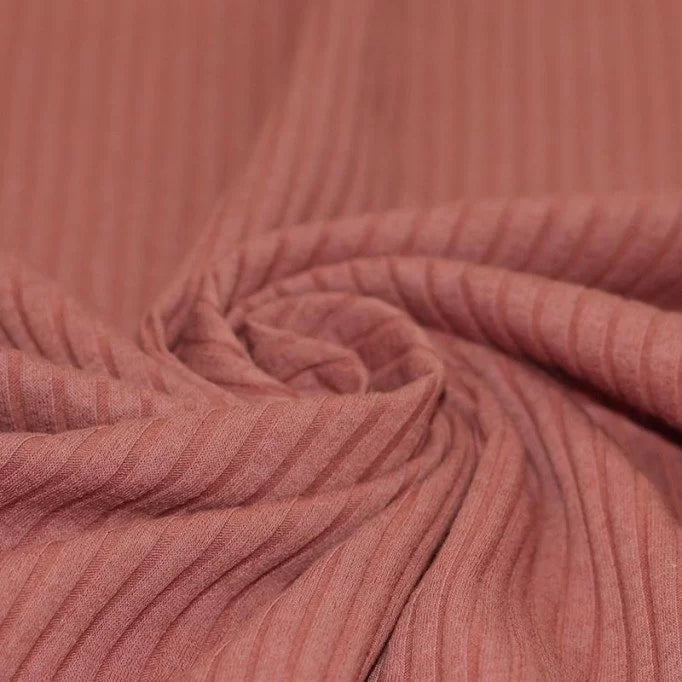 Wide Drop-Needle Rib Knit - Clay Pink