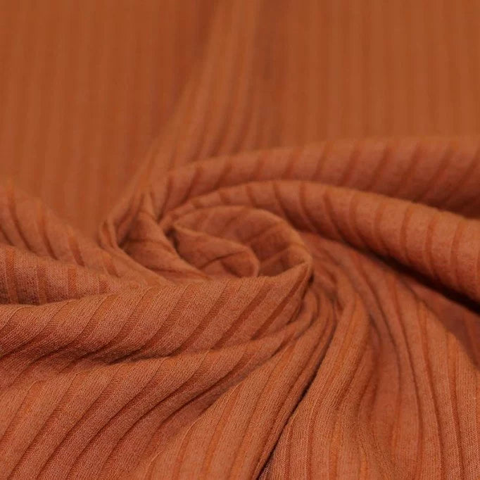 Wide Drop-Needle Rib Knit - Cognac