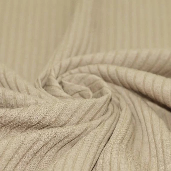 Wide Drop-Needle Rib Knit - Dark Beige