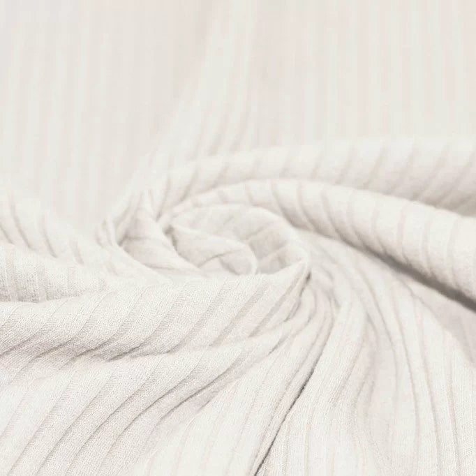 Wide Drop-Needle Rib Knit - Ecru