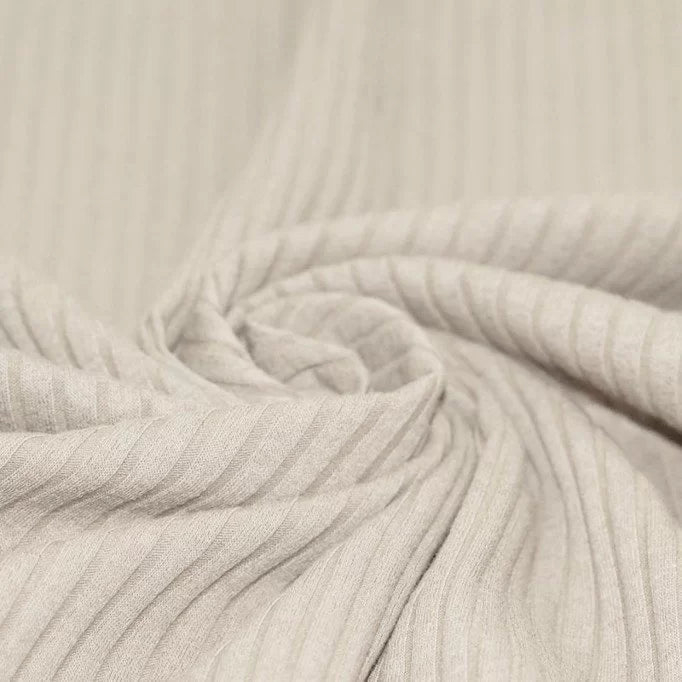 Wide Drop-Needle Rib Knit - Light Beige