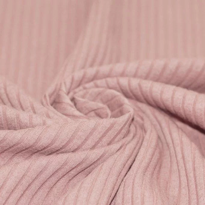 Wide Drop-Needle Rib Knit - Pink
