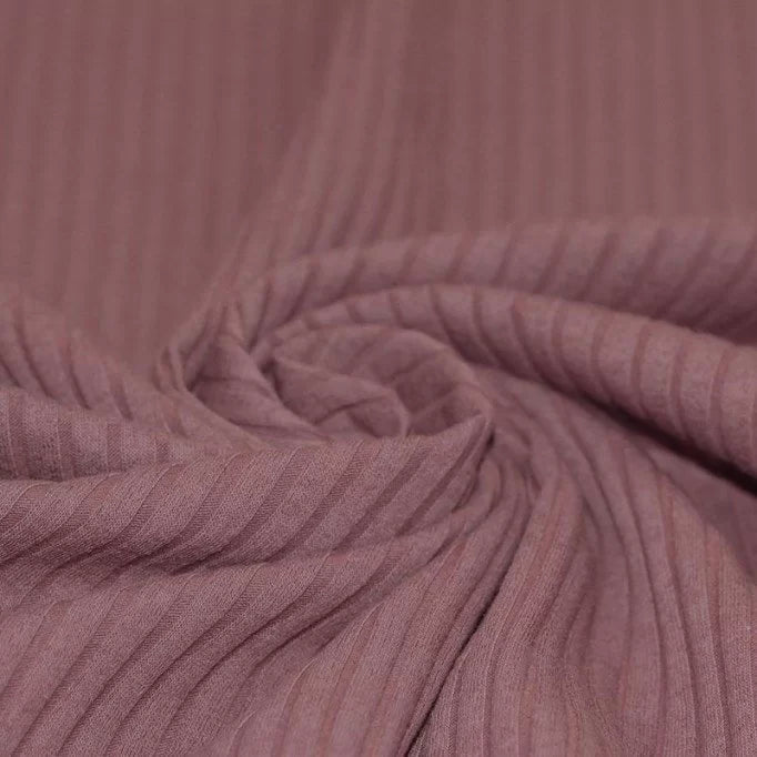Wide Drop-Needle Rib Knit - Old Mauve