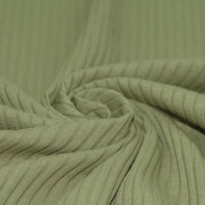 Wide Drop-Needle Rib Knit - Olive