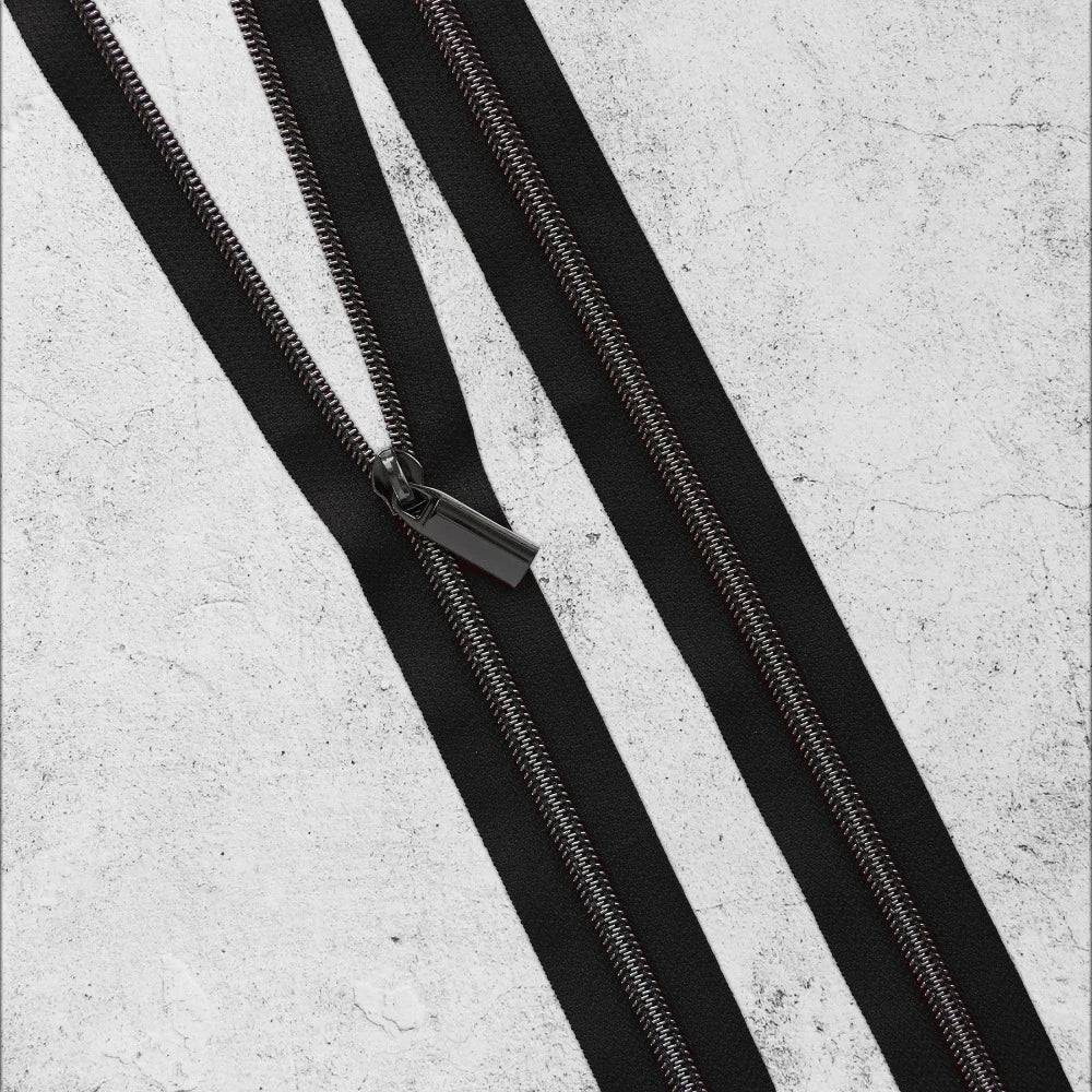 Zipper By The Yard Teeth #3 - Black Tape