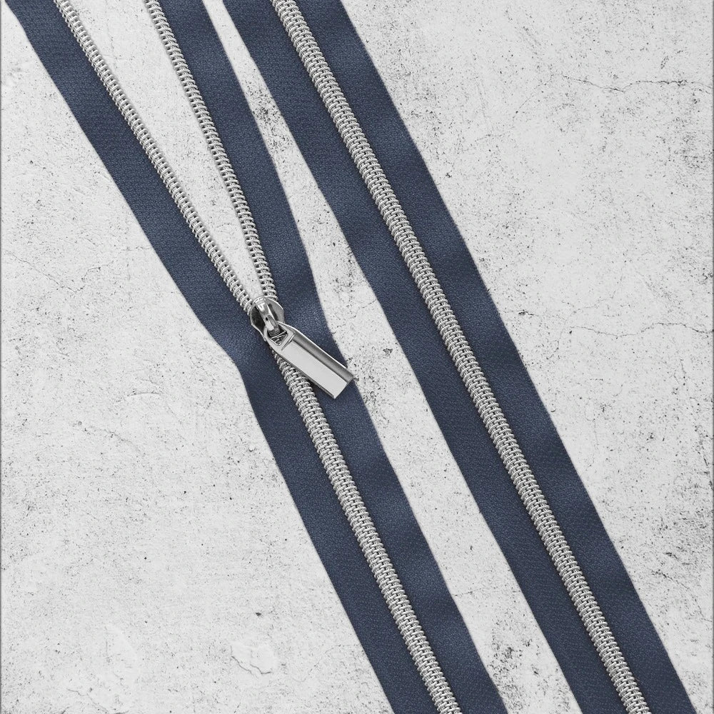 Zipper By The Yard Teeth #5 - Navy Tape
