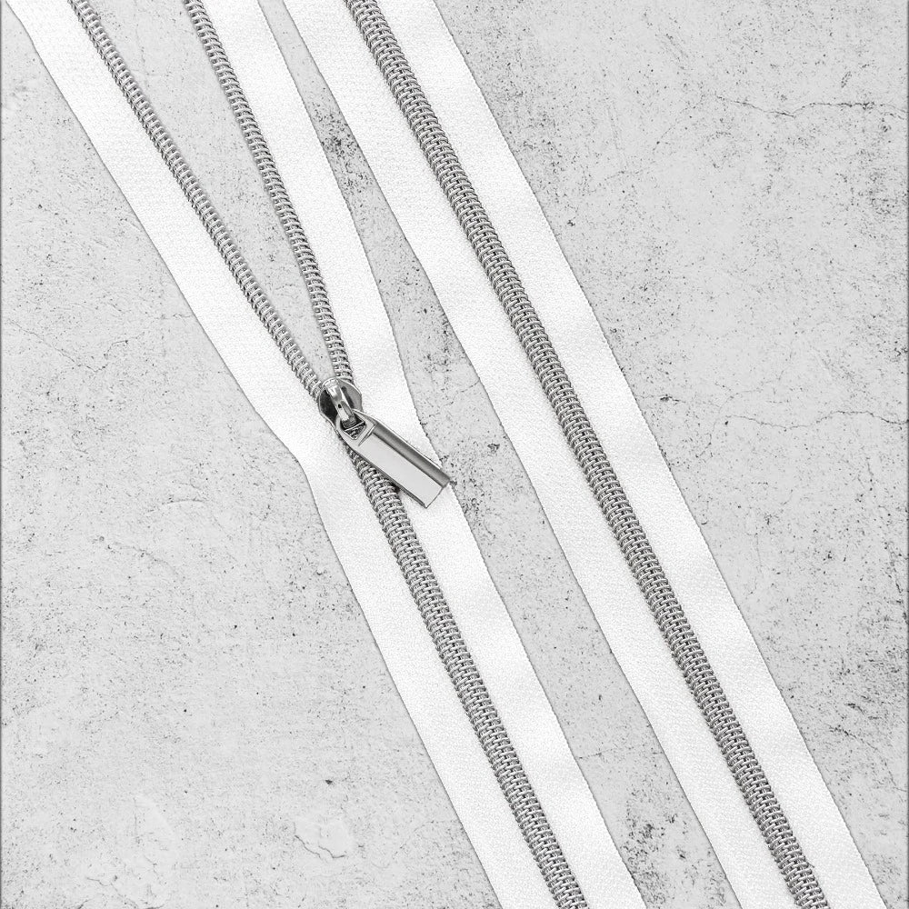 Zipper By The Yard Teeth #5 - White Tape